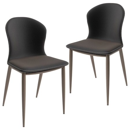 Leisuremod Mosaic Collection Modern Dining Chair in Charcoal Fabric, 2PK MC44CH2