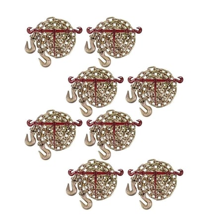 Mytee Products 3/8in 12ft G70 Chain 8 and Ratchet Binder Boomer 8 Transport Chains 3812CHRBx8