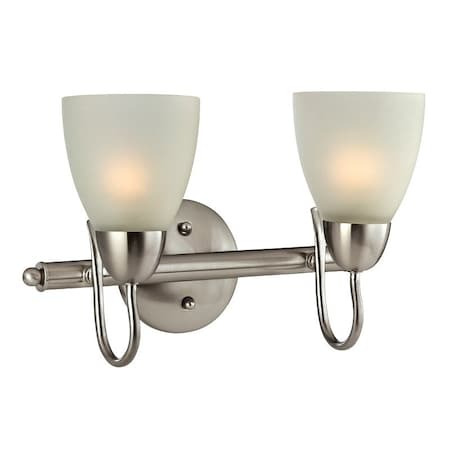 Boston Harbor Vanity Bar Fixture, 60 W, 2-Lamp, A19 or CFL Lamp, Steel Fixture, Brushed Nickel Fixture V83NK02