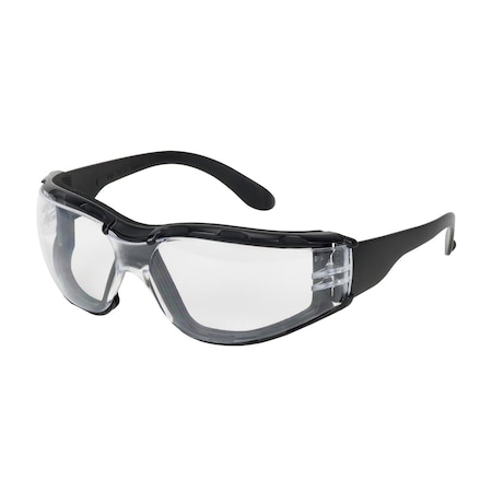 Bouton Optical Rimless Safety Glasses w/Black Temple, Clear Lens, Foam Padding and Anti-Scratch/Anti-Fog Coating 250-01-F020