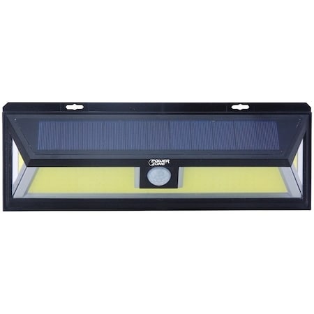 Powerzone Solar Powered Motion Sensor Wall Light, Lithium Battery, 1-Lamp, COB LED Lamp, ABS/PS Fixture, Black 12455