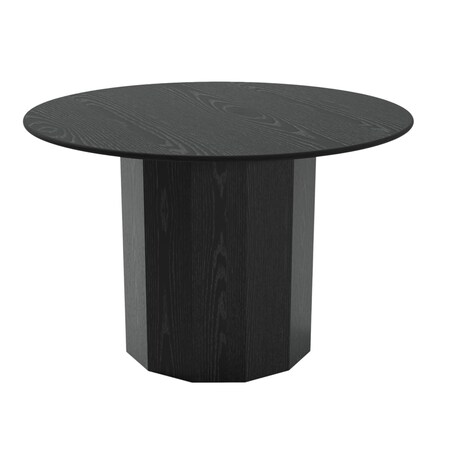 Homeroots 46" Black Solid Wood Pedestal Base Round Top Dining Table 721047
