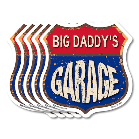 Signmission Big Daddy's Garage, 12 inch X 12 inch, Aluminum Metal Sign, 5PK SHI-A-5Pack-12-383-BIG DADDY