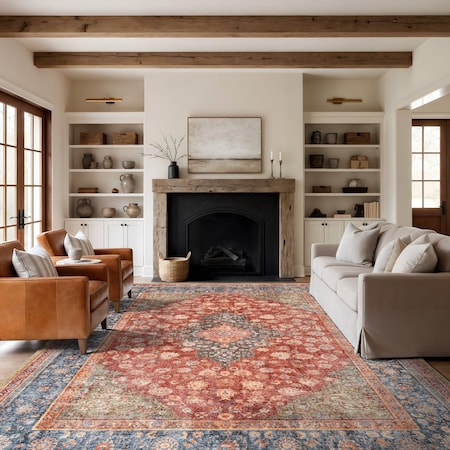 World Rug Gallery Red Vintage Medallion Rug - Washable, Low Pile, Great for Bedrooms or Living Rooms 10 ft x 14 ft WR171RED10X14