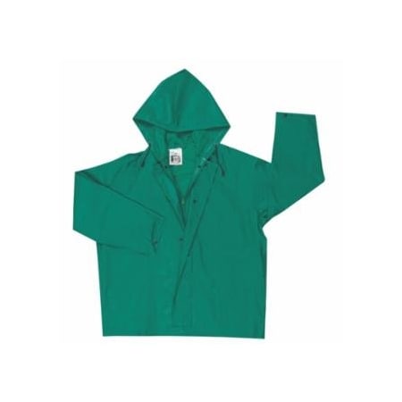 Mcr Safety 388JH Dominator Hooded Rain Jacket, 0.42 mm, PVC/Hi-tensile Poly/PVC, Green, X-Large 611-388JHXL