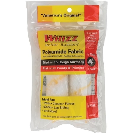 Whizz Roller Cover, 1/2 in Thick Nap, 4 in L, Polyamide Cover 54011