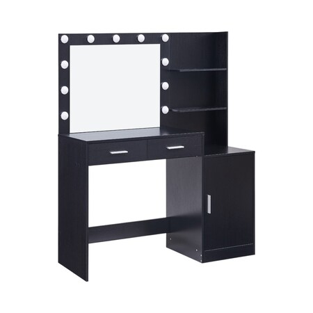 Homeroots 46" Black Wood Lighted Two Drawer Dresser 714256