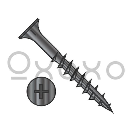 Oxoxo 8-11X1/2 Phillips Flat Head with Nibs Deep Thread Wood Screw with Type 17 Point Black Ox, 11000PK 560477