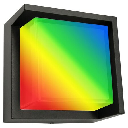 Westgate 6in SQUARE OUTDOOR WALL SCONCE 12W 5CCT AND RGB WG APP OR REMOTE CONTROL, BK, Black LRS-H-RGBW-BK