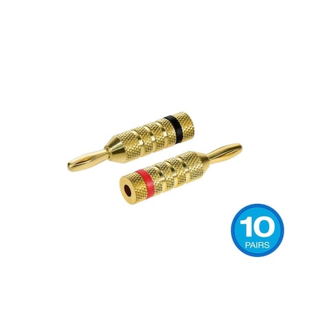 Monoprice 10 PAIRS Of High-Quality Gold Plated Speaker Banana Plugs_ Closed Scre 21820