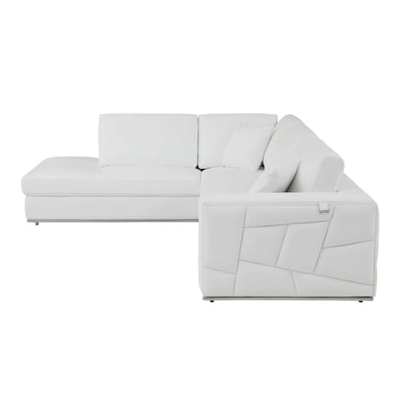 Homeroots White Italian Leather Reclining L Shaped Two Piece Corner Sectional 482253