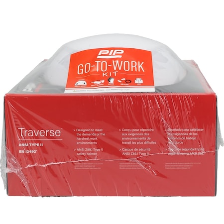 Pip Pre-Packed PPE Kit, Traverse Safety Helmet, Safety Eyewear, Earplugs, Gloves and Vest 289-GTW-HP1491R-XL/XXL