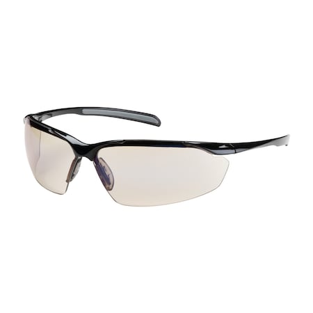 Bouton Optical Semi-Rimless Safety Glasses w/Gloss Black Frame, I/O Blue Lens and Anti-Scratch/Anti-Fog Coating 250-33-0226