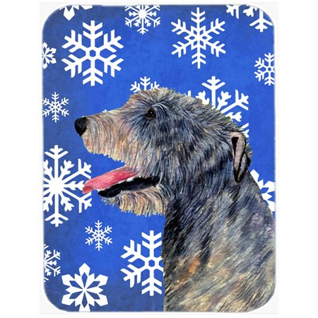 Carolines Treasures Irish Wolfhound Winter Snowflakes Holiday- Glass Cutting Board - Large SS4644LCB
