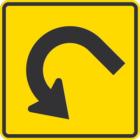 Lyle W1-11L, Left Hairpin Curve Symbol, 24x24, Engineer Grade, Yellow G-12976-EG_24x24