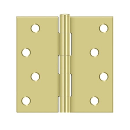 Dendesigns 4 x 4 in. Square Hinge, Polished Brass DE927186