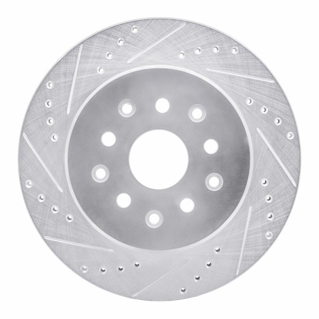 Dynamic Friction Co DFC Brake Rotor - Drilled and Slotted - Silver 631-76064L