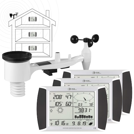 Pce Instruments Weather station with wind 0-50 m/s, outdoor temp -40-140 deg F, rainfall tracking and USB output PCE-FWS 20N-2