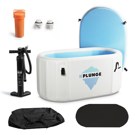 Kplunge Kodiak 1-Person Inflatable Cold Plunge, PVC Insulated Lid, Hand Pump, and Repair Kit in Gray CP-IFTUB