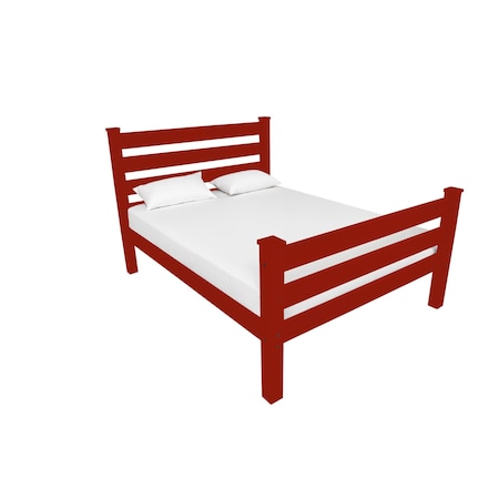 Homeroots Red Solid Wood Queen Bed Frame 548169