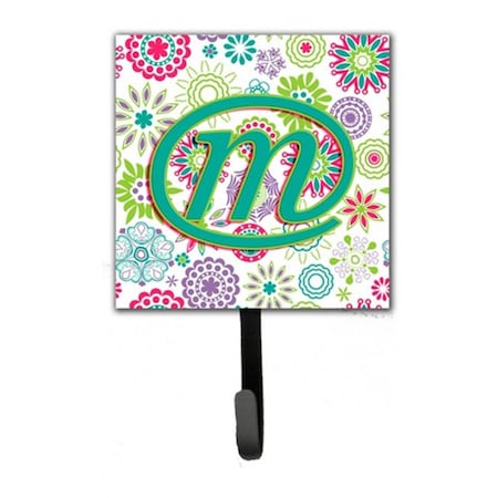 Carolines Treasures Letter M Flowers Pink Teal Green Initial Leash and Key Holder CJ2011-MSH4