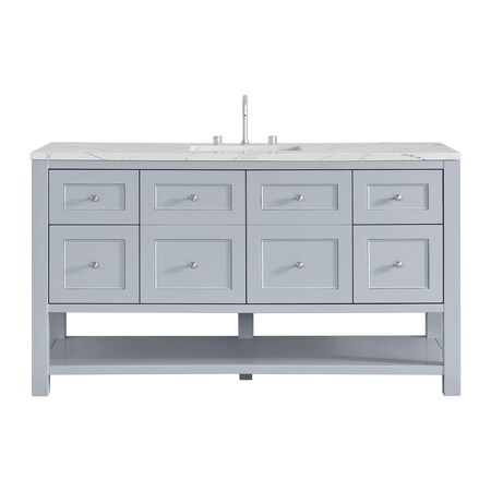 James Martin Vanities Breckenridge 60 in. Single Vanity, Serenity Blue, w/ 3 CM Ethereal Noctis Quartz Top 330-V60S-SRB-3ENC