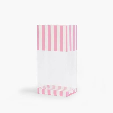 Nashville Wraps Pink Cabana Stripe Cello Bags, 4x2.5x9.5, 100PK C2BPKCS