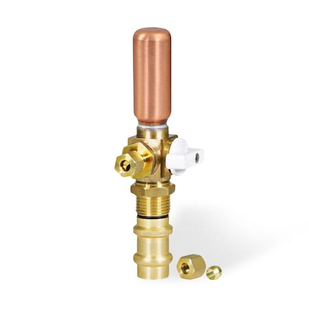 Everflow Icemaker Replacement Valve W/ Hammer Arrestor 1/2" Press Inlet x 1/4" Cmprssn Outlet, Lead Free Brass 545RH