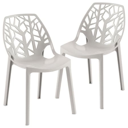 Leisuremod Modern Cornelia Dining Chair, Solid Grey, 2PK C18SGR2