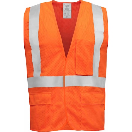 Ironwear Hi-Vis Safety Vest 2XL Class 2 , Hook & Loop 5 Pockets 1284-O-2XL
