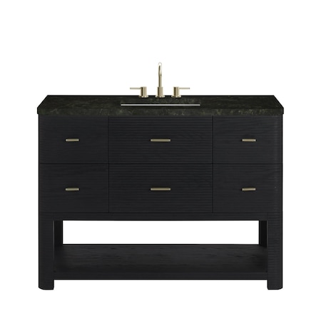 James Martin Vanities Lucian 48" Single Vanity, Carbon Oak, w/ 3 CM Phantome Eclos Widespread Top D704-V48-CBO-WPHT
