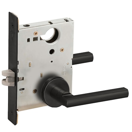 Schlage Grade 1 Passage Latch Mortise Lock, Latitude Lever, A Rose, Flat Black Coated Finish, Field Reversi L9010 LATA 622
