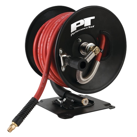 Performance Tool 50 ft. Air Hose Reel, 3/8 in. Rubber Hose, 300 PSI, Wall Mount M672