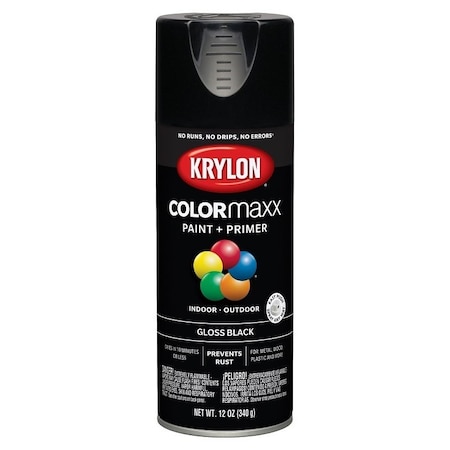 Krylon Enamel Spray Paint, Gloss, Black, 12 oz, Can K05505007