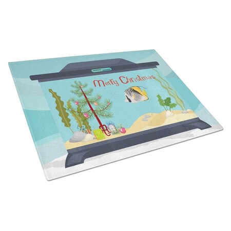 Carolines Treasures Butterfly Fish Merry Christmas Glass Cutting Board - Large CK4505LCB