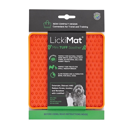 Lickimat Mini Tuff Soother Orange Plastic Slow Feeder For Dogs LM9132OR-DR