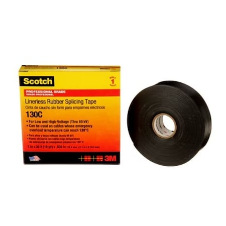 3M 1 In X 30 Ft, Black, 1 Roll/Ca, 24PK 130C-1X30FT