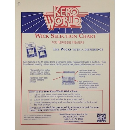 World Marketing Of America Kero World Kerosene Heater Wick Chart WC-2