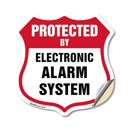 Signmission Security Alarm Shield Sign Protected By, 12 Inch X 12 Inch, Vinyl Decal SHI-D-12-460