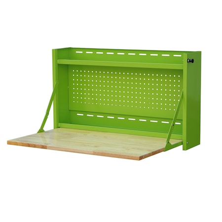 Viper Tool Storage 32-Inch Folding Worktable with Butcher Block Top, Lime Green V32FWTBBLG