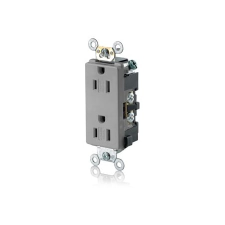 Leviton Commercial Grade Decora Receptacle, 15 Amp, 125 Volt TDR15-GY