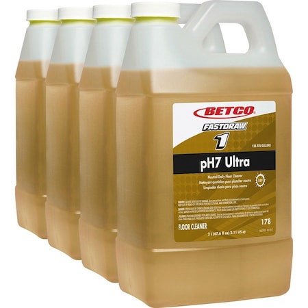 Betco FastDraw 1 pH7 Ultra Floor Cleaner, Concentrate, 67.6 fl oz (2.1 quart), Pleasant Lemon Scent, 4PK 1784700