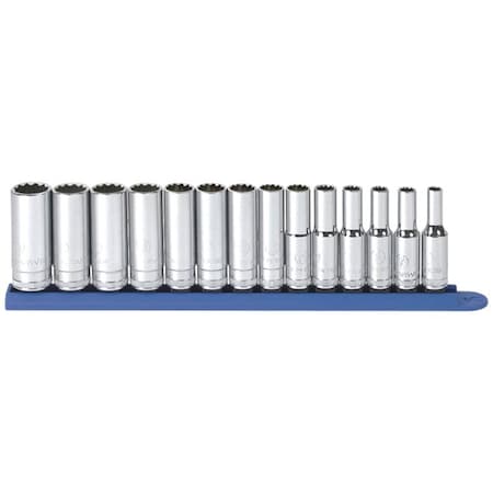 Gearwrench Deep Metrc Socket Set, 3/8"Dr, 12Pt, 14pcs. 80562