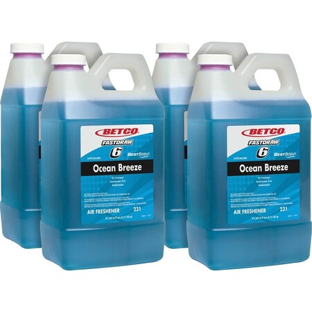 Betco Best Scent FastDraw 6 Ocean Breeze Deodorizer - 67.6 fl oz (2.1 quart) - Ocean Breeze Scent, 4PK 2314700