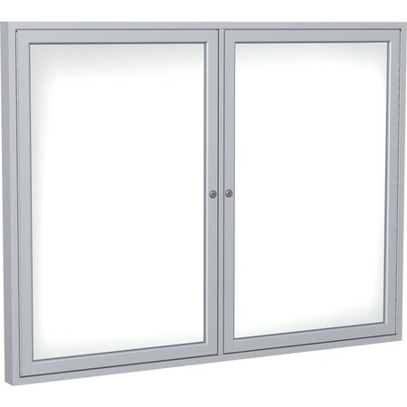 Ghent 2-Door Enclosed Whiteboard 36"x60", Aluminum Frame, Satin PA23660M-M1