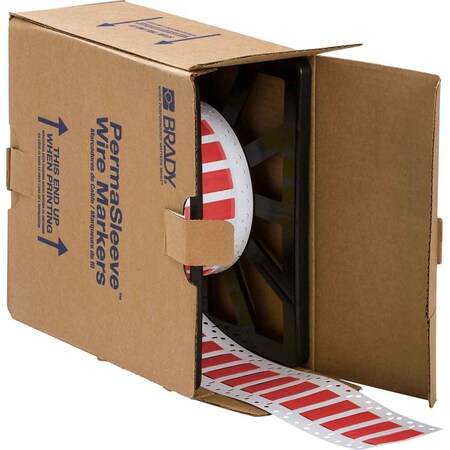 Brady PermaSleeve HX Heat Shrink Double Sided Wire Marking Sleeves, Red, 0.5 in. Dia x 0.5 in. W 2HX-500-2-RD-4