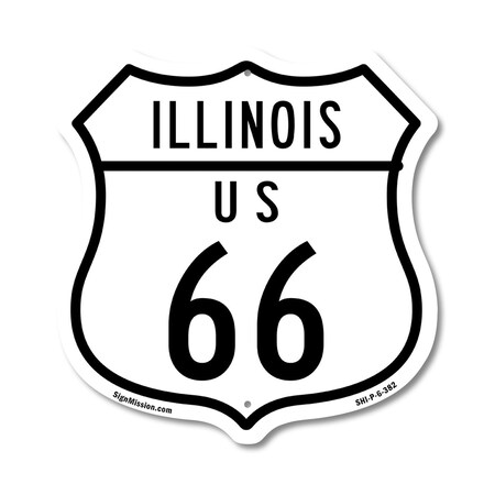 Signmission Illinois Route Marker Shield Sign Us 66, 6 Inch X 6 Inch, Plastic Sign SHI-P-6-382