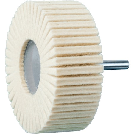 Pferd 3'' Mounted Felt Flap Wheel, 1'' Thick - 1/4'' Shank, Hard Grade 48551