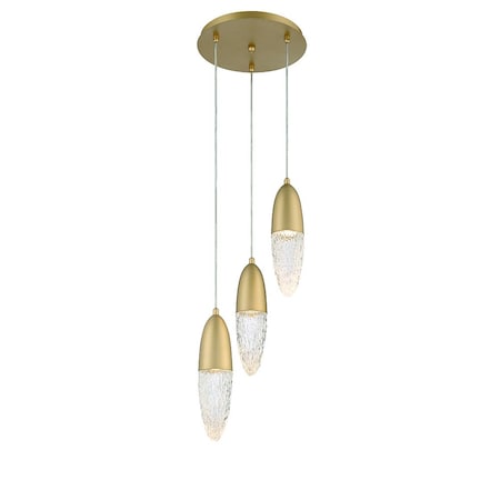 Eurofase Ã‰crou Modern Halogen Indoor Chandelier, 3-Light, Round, Dimmable, Gold/Glass 43858-035