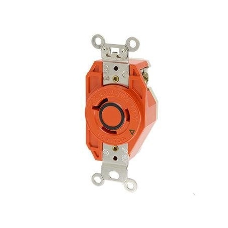 Leviton Locking Receptacle, L9-20R, 20 A, 600V AC, 2 Pole, Flush Mount, Screw Terminals, Orange 2350-IG